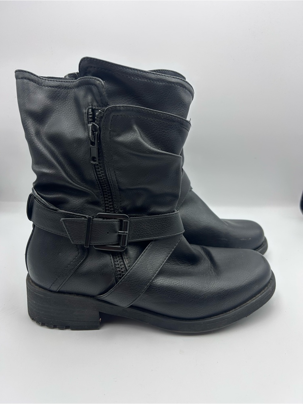 Torrid Black Moto Boots Women’s Size 9W Wide Width Buckle Boots - Picture 3 of 7